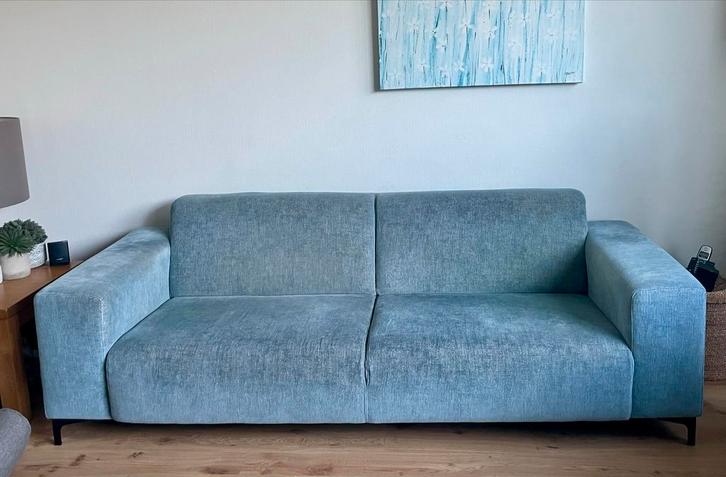 Heerlijke BANK, 3-zits aqua, Huis en Inrichting, Banken | Bankstellen, Gebruikt, Rechte bank, Driepersoons, 200 tot 250 cm, 75 tot 100 cm