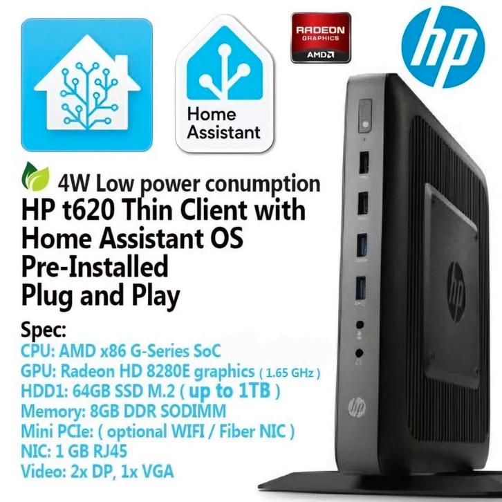 Home Assistent&Zigbee server HP T620 64gb ssd 8gb ddr3 RAM, Hobby en Vrije tijd, Elektronica-componenten, Zo goed als nieuw, Ophalen of Verzenden