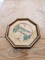 Vogel schilderijtje geschilderd op bladeren, Ophalen of Verzenden, Minder dan 50 cm, Schilderij, Minder dan 50 cm