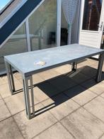Prima stalen tuintafel balkontafel met bijzettafeltje., Ophalen, Gebruikt, Rechthoekig