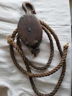 Oude houten katrol/hijsblok, van stoomboot, Antiek en Kunst, Curiosa en Brocante, Ophalen of Verzenden