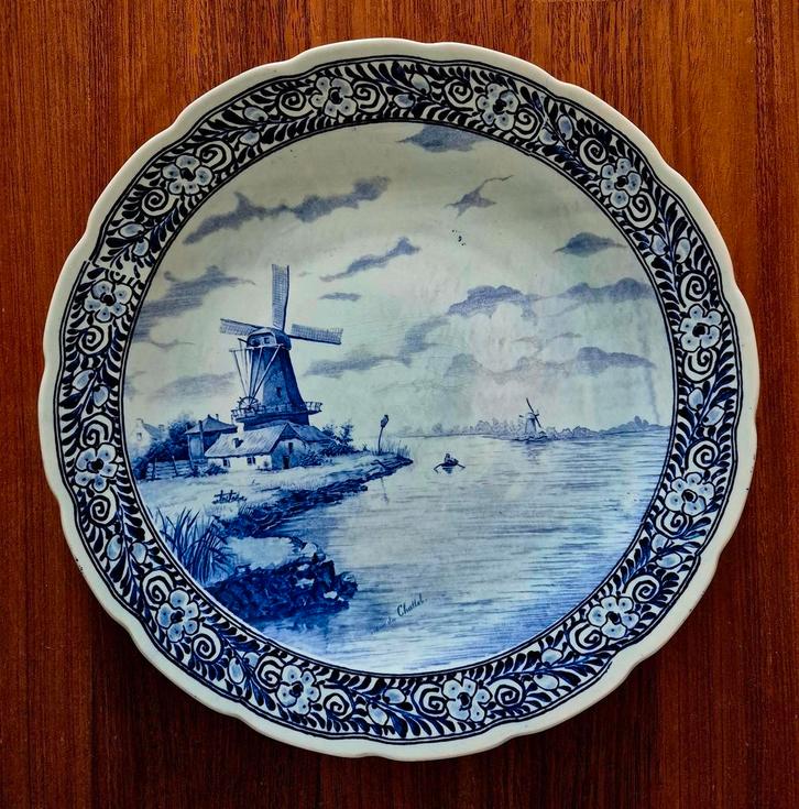 40 cm Delfts Blauw groot Wandbord Royal Sphinx Boch Chattel, Antiek en Kunst, Antiek | Wandborden en Tegels, Ophalen of Verzenden