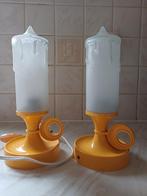 retro kaarslampjes, gele voet, glazen kelk, Ophalen of Verzenden, Huis en Inrichting