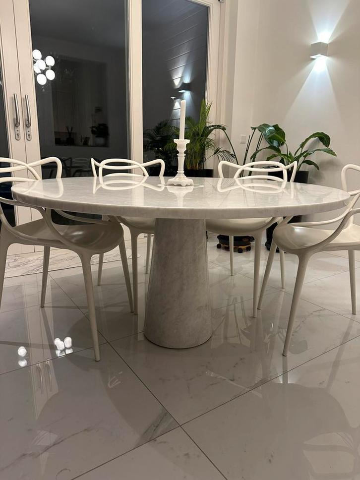 Angelo Mangiarotti eettafel Carrara Marble, Huis en Inrichting, Tafels | Eettafels, Gebruikt, 100 tot 150 cm, Vijf personen of meer