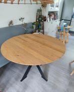 Eiken ronde tafel Loods5, Huis en Inrichting, Tafels | Eettafels, Ophalen, Zo goed als nieuw, Vier personen, 100 tot 150 cm