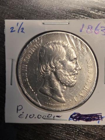2 1/2 Gulden Willem III 1863 beschikbaar voor biedingen