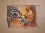 Aquarel Haan - Gesigneerd, Ophalen of Verzenden