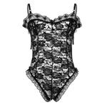Heren zwarte kanten bodysuit / lingerie pakje gay sissy, Kleding | Heren, Ondergoed, Verzenden, Zwart, Nachtkleding