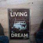 metalen metaal living the dream vw volkswagen bus t1, Huis en Inrichting, Woonaccessoires | Wanddecoraties, Ophalen of Verzenden