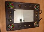 Wandspiegel met emaille versiering, Ophalen of Verzenden, Minder dan 50 cm