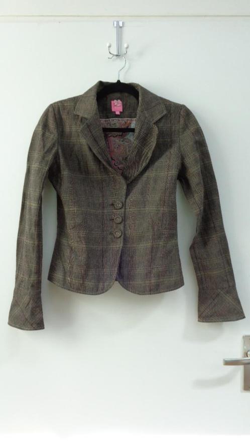 Kyra & Ko jasje, bruin geruit, maat 36, Kleding | Dames, Jasjes, Kostuums en Pakken, Zo goed als nieuw, Jasje, Maat 36 (S), Bruin