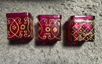 Set van 3 decoratieve waxinelichthouder, Ophalen of Verzenden, Gebruikt, Overige materialen, Minder dan 25 cm