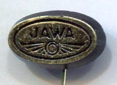 JAWA goud op zwart plastic bromfiets speldje ( G_064 ), Verzamelen, Speldjes, Pins en Buttons, Nieuw, Speldje of Pin, Transport