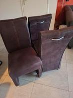 4 Eetkamerstoelen op wielen - Bruin, Huis en Inrichting, Stoelen, Ophalen, Gebruikt, Bruin