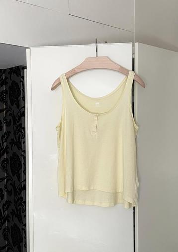 ZGAN: zachtgeel mouwloos wijd topje/T-shirt; H&M; mt 40 (42)