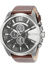 Diesel Mega Chief Series horloge voor heren leren band, Overige merken, Leer, Staal, Ophalen of Verzenden