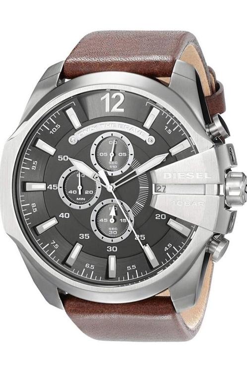 Diesel Mega Chief Series horloge voor heren leren band, Sieraden, Tassen en Uiterlijk, Horloges | Heren, Zo goed als nieuw, Overige merken