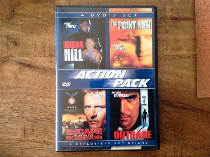 4 DVD Box ( Suger Hill/Point Men/Outrage/Escape Sobibor ), Cd's en Dvd's, Dvd's | Actie, Zo goed als nieuw, Vanaf 16 jaar, Ophalen of Verzenden