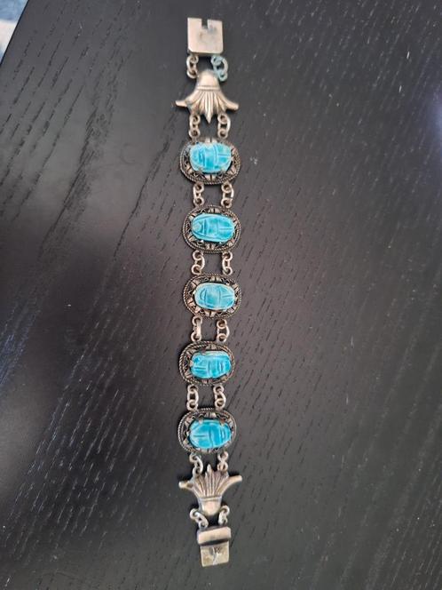 Egyptische Scarabee Armband Zilver, Antiek en Kunst, Antiek | Kleding en Accessoires, Dames, Ophalen of Verzenden