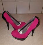 Zwart/roze suede hoge plateau pumps maat 36, Verzenden, Nieuw, Zwart