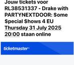 Twee tickets Drake Ziggo Dome donderdag 31 juli, Twee personen, Juli