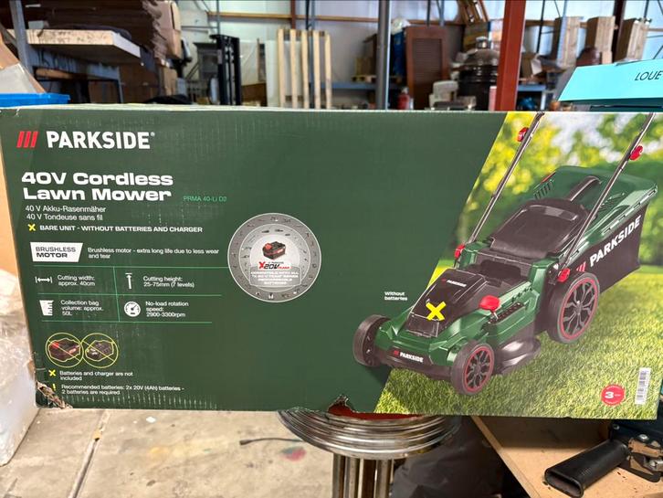 Parkside 40V Accu Grasmaaier (zonder accu & lader) – Nieuw, Tuin en Terras, Grasmaaiers, Nieuw, Accu-grasmaaier, Cirkelmaaier