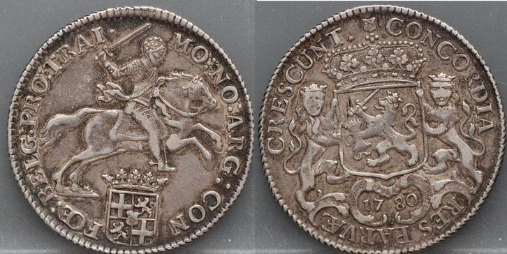 Mooie 1/2 zilveren rijder 1780 - 1/2 dukaton 1780 Utrecht, Postzegels en Munten, Munten | Nederland, Losse munt, Overige waardes