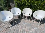 Vier soft egg stoeltjes Philippe Starck, Ophalen, Zo goed als nieuw, Kunststof, Stapelbaar