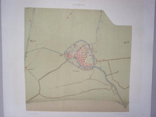 Schiedam Plattegrond van de. stad door Jacob van Deventer, Antiek en Kunst, Kunst | Etsen en Gravures, Ophalen of Verzenden