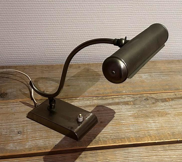 Antieke messing pianolamp - volledig origineel en werkend, Huis en Inrichting, Lampen | Tafellampen, Gebruikt, Minder dan 50 cm