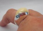 Zilveren modernist ring maat 18 nr.1281, Sieraden, Tassen en Uiterlijk, Ringen, 18 tot 19, Verzenden, Zo goed als nieuw, Dame