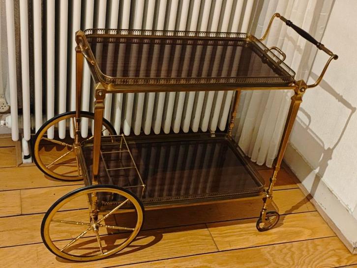 Prestigieuze messing Bar cart 1950✨, Huis en Inrichting, Barren, Zo goed als nieuw, Ophalen