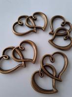 4 bedels hangers metaal hartjes brons, Overige merken, Overige materialen, Nieuw, Ophalen of Verzenden