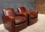 2 Engelse leren Design fauteuils, Ophalen, Minder dan 75 cm, Nieuw, Leer