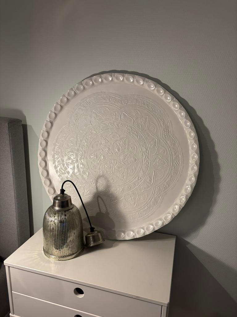 Riverdale Lamp en Dienblad, Huis en Inrichting, Woonaccessoires | Dienbladen, Ophalen, Gebruikt, Rond, Metaal