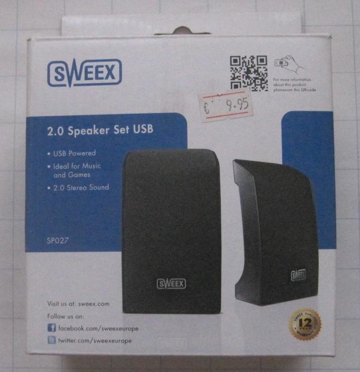 Sweex 2.0 Speaker Set USB SPO27, Computers en Software, Pc speakers, Nieuw, Ophalen of Verzenden
