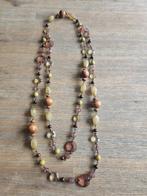 Lange retro ketting, kralen bruin, Ophalen of Verzenden, Zo goed als nieuw, Bruin, Kunststof
