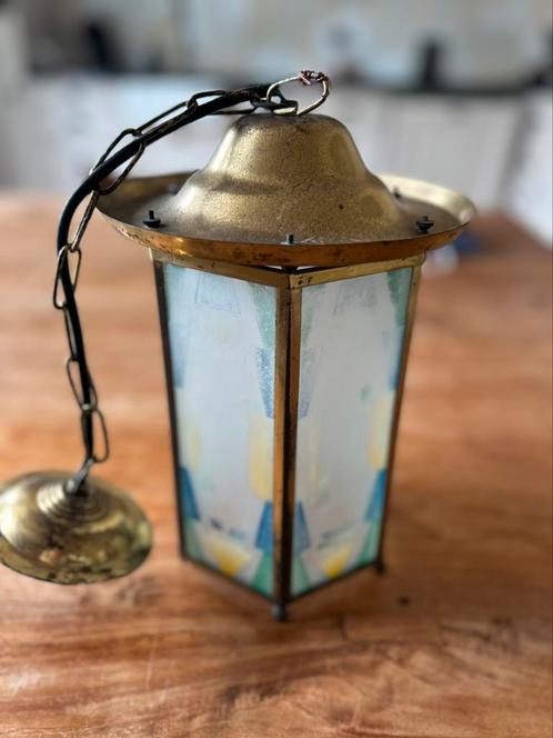 Gebrandschilderde ganglamp Amsterdamse School, Antiek en Kunst, Antiek | Lampen, Ophalen