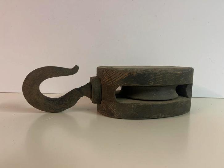 Oude Houten Katrol met Haak, Antiek en Kunst, Antiek | Overige Antiek, Ophalen of Verzenden