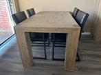 Bassano light grey eetkamertafel met 4 zwarte stoelen, Ophalen, Gebruikt, 4 tot 6 stoelen