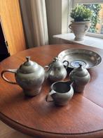 Antieke theeset van tin – complete 5-delige set met schaal, Ophalen