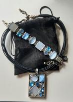 dyrberg kern set blauwe topaas swarovski en parelmoer, Ophalen of Verzenden, Zo goed als nieuw, Blauw