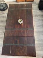 Houten tafel/wijnkist met Metalen Details 110bx56dx45h, Ophalen, Zo goed als nieuw