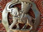 Groot antiek Engels kleppermannetje met olifant en kasteel., Antiek en Kunst, Antiek | Koper en Brons, Ophalen of Verzenden, Koper