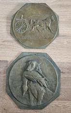 2 Bronzen Plaquettes, Ophalen of Verzenden, Brons