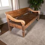 Antieke Teak Houten Tuinbank / Stationsbank, Ophalen