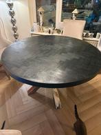 Ronde eettafel visgraat 130cm, Huis en Inrichting, Ophalen, 100 tot 150 cm, Rond, Zo goed als nieuw