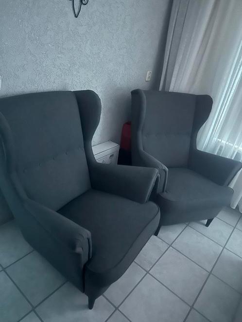 STRANDMON Oorfauteuil, Nordvalla donkergrijs, Huis en Inrichting, Fauteuils, Ophalen of Verzenden