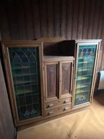 Houten kast met glas in lood deuren, Ophalen, Gebruikt, Met lade(s), 150 tot 200 cm