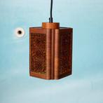 Vintage teak bubbelglas hanglamp jaren 60, Ophalen of Verzenden, Zo goed als nieuw, Glas, Mid century